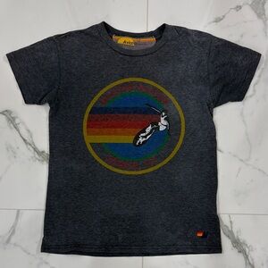 Aviator Nation Charcoal Tee with Rainbow Graphic